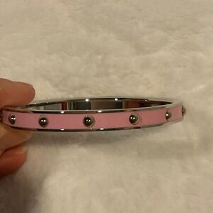 Coach Pink Silver Enamel Bangle Bracelet